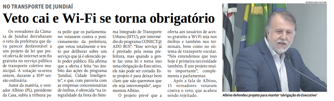 Veto cai e Wi-Fi se torna obrigatório