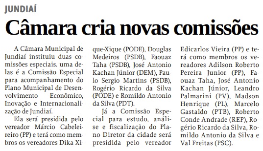 Câmara cria novas comissões