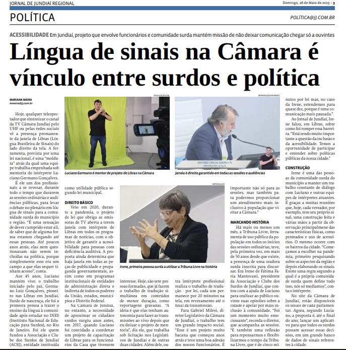 Língua de sinais na Câmara é vínculo entre surdos e política