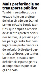 Mais preferência no transporte público