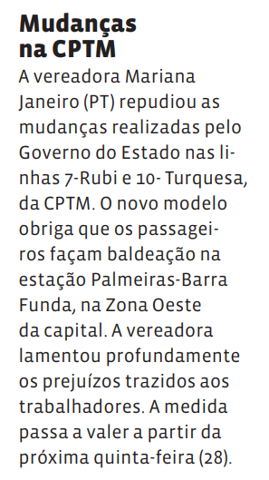 Mudanças na CPTM