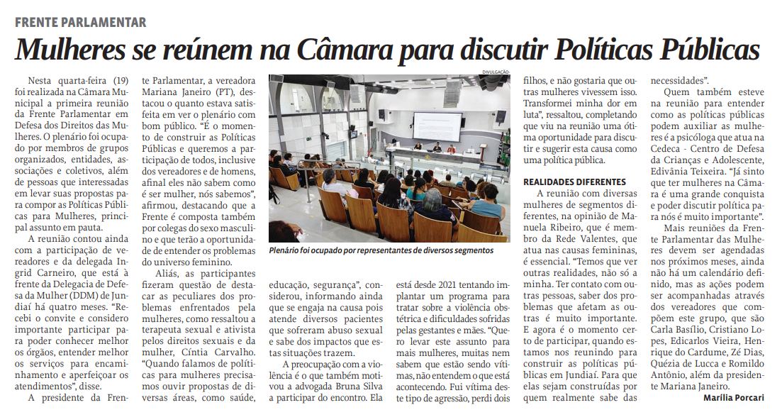 Mulheres se reúnem na Câmara para discutir Políticas Públicas