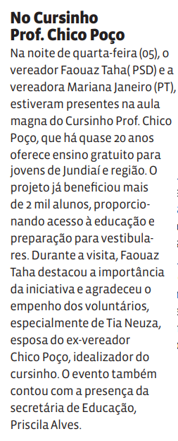 No Cursinho Prof. Chico Poço