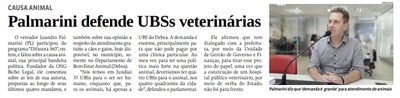 Palmarini defende UBSs veterinárias