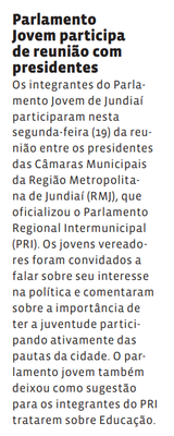 Parlamento Jovem participa de reunião com presidentes