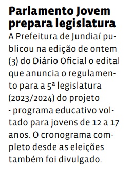 Parlamento Jovem prepara legislatura