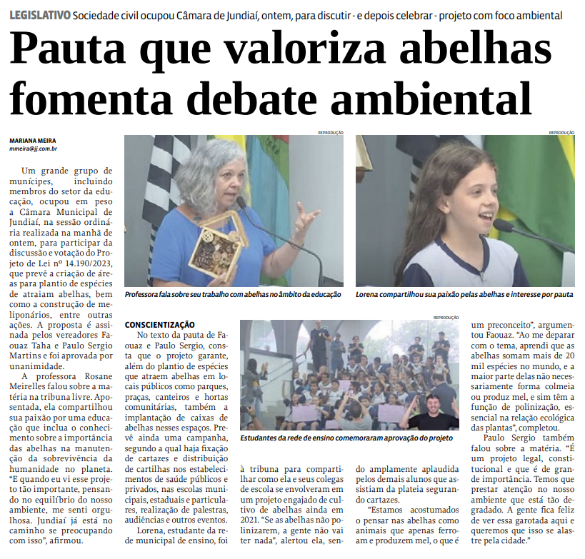 Pauta que valoriza abelhas fomenta debate ambiental