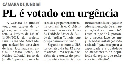 PL é votado em urgência