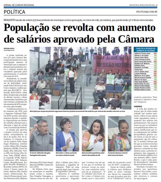 População se revolta com aumento de salários aprovado pela Câmara