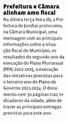 Prefeitura e Câmara alinham ano fiscal