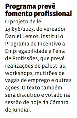 Programa prevê fomento profissional