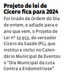Projeto de lei de Cícero fica para 2024