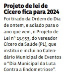 Projeto de lei de Cícero fica para 2024