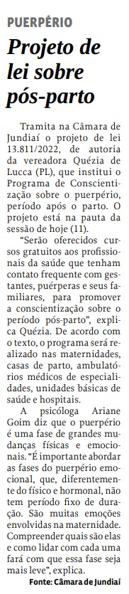 Projeto de lei sobre pós-parto