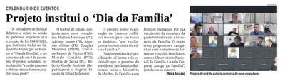 Projeto institui o ‘Dia da Família’