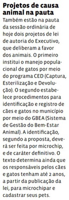 Projetos de causa animal na pauta