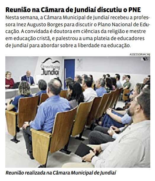 Reunião na Câmara de Jundiaí discutiu o PNE