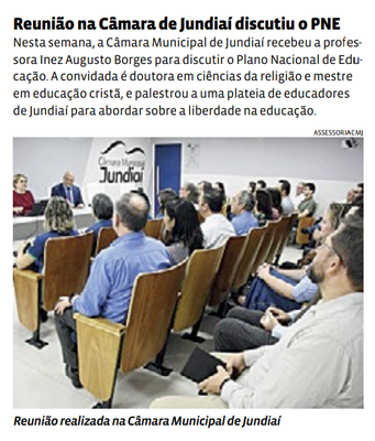 Reunião na Câmara de Jundiaí discutiu o PNE