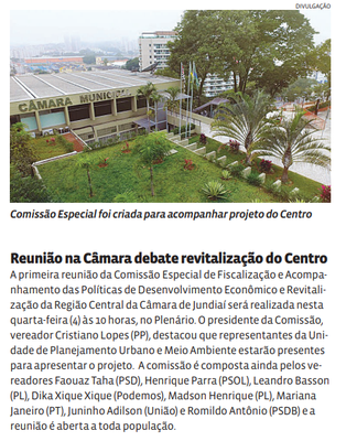 Reunião na Câmara debate revitalização do Centro