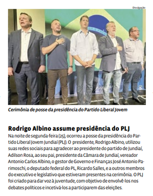 Rodrigo Albino assume presidência do PLJ