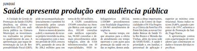 Saúde apresenta produção em audiência pública