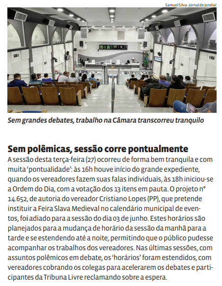Sem polêmicas, sessão corre pontualmente