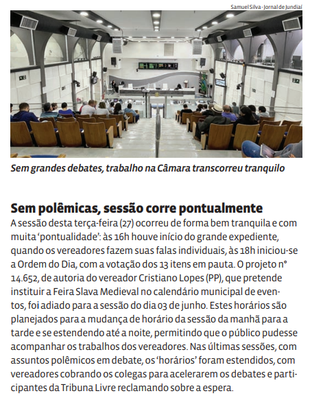 Sem polêmicas, sessão corre pontualmente