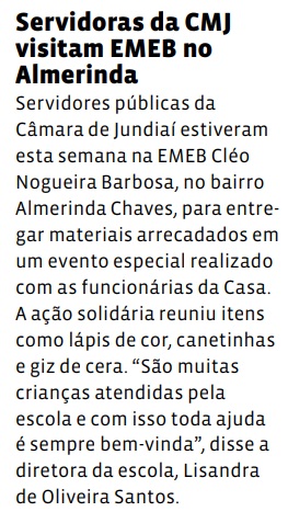 Servidoras da CMJ visitam EMEB no Almerinda