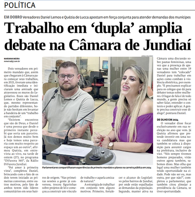 Trabalho em ‘dupla’ amplia  debate na Câmara de Jundiaí