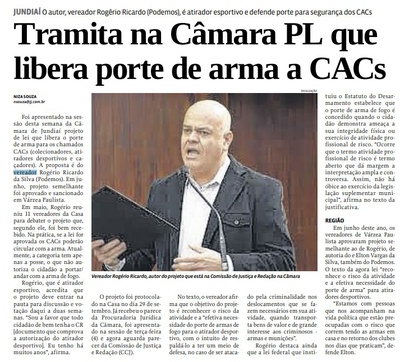 Tramita na Câmara PL que libera porte de arma a CACs