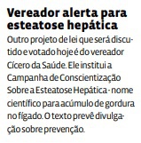 Vereador alerta para esteatose hepática