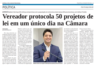 Vereador protocola 50 projetos de lei em um único dia na Câmara