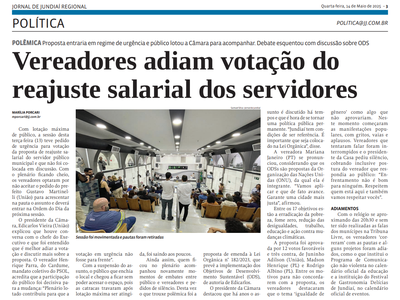 Vereadores adiam votação do reajuste salarial dos servidores
