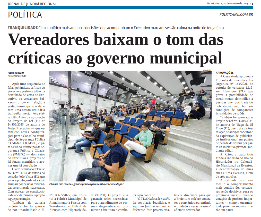Vereadores baixam o tom das críticas ao governo municipal