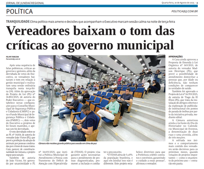 Vereadores baixam o tom das críticas ao governo municipal