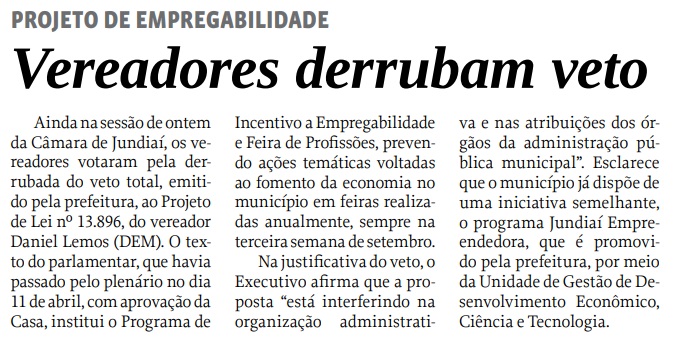 Vereadores derrubam veto