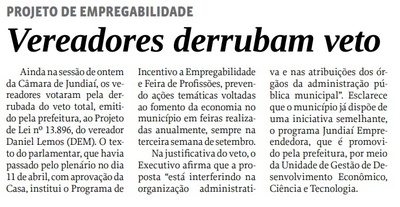 Vereadores derrubam veto