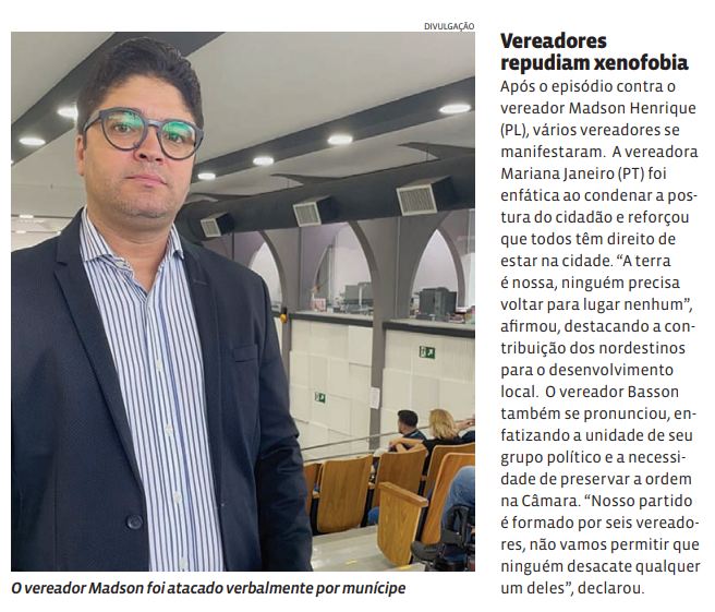 Vereadores repudiam xenofobia