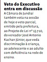 Veto do Executivo entra em discussão