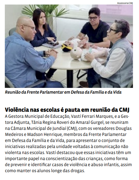 Violência nas escolas é pauta em reunião da CMJ