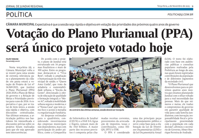 Votação do Plano Plurianual (PPA) será único projeto votado hoje