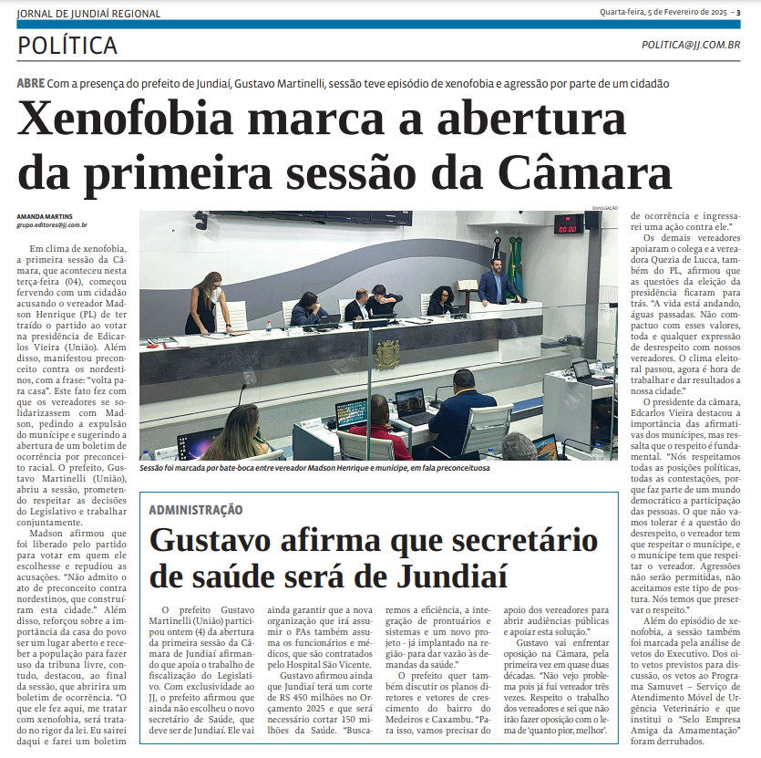 Xenofobia marca a abertura da primeira sessão da Câmara