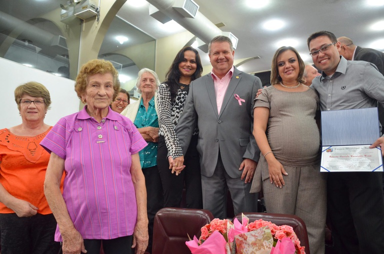 Familiares do Presidente Marcelo Gastado e da homenageada Roberta