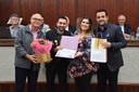 Stefanie Haddad Lamarca Mendonça com os vereadores Gustavo Martinelli, Faouaz Taha e Rafael Antonucci