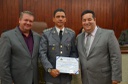 11. Coronel Messias Siqueira Mendes Barbosa, do 12o GAC, recebe homenagem dos vereadores Marcelo Gastaldo e Valdeci Vilar Matheus